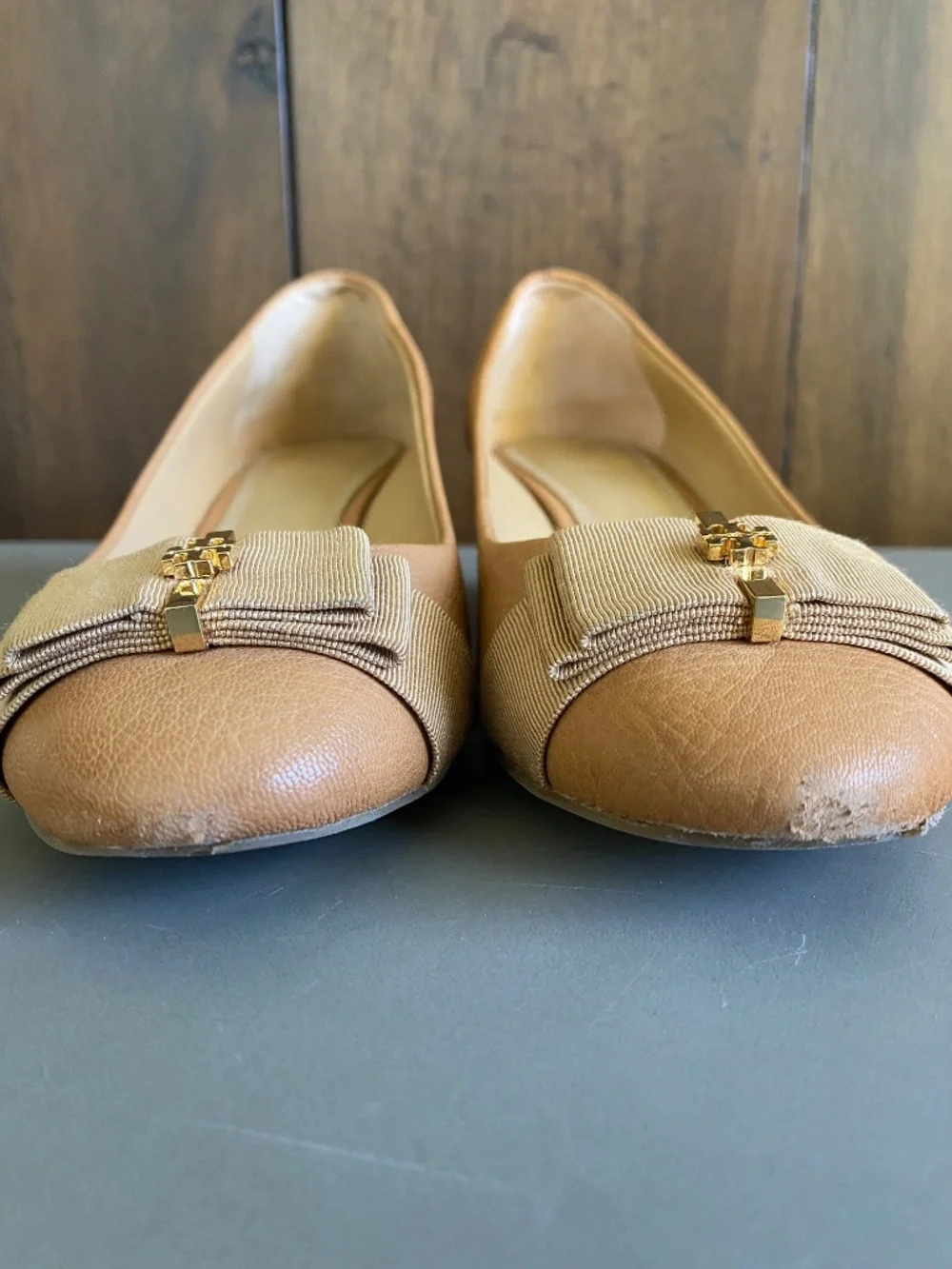 Tory Burch Trudy Wedge Pumps Tan Size 7.5-8